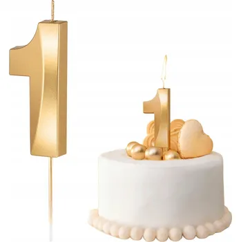 Dortová svíčka SVÍČKA ZLATÁ METALICKÁ ČÍSLICE 1 JEDNA DEKORATIVNÍ SVÍČKA NA DORT