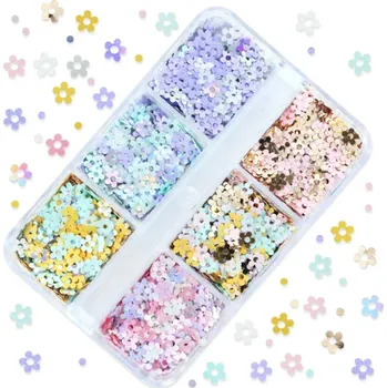 Flitry ve tvaru kytiček 3–4 g Sada barevných ozdob Dekorace na scrapbooking, tvoření, DIY projekty, umění, nehty a přáníčka
