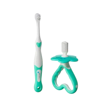 Brush-baby First Brush & Teether, zubní kartáček a kousátko, 0-18 měsíců