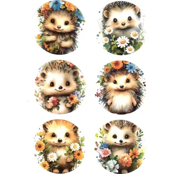 samolepka Samolepky, kulaté, JEŽCI, 4,5 cm, 6ks/arch