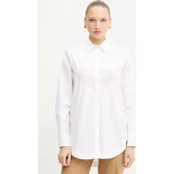 Bavlněná košile BOSS Orange C_Bostuna dámská, bílá barva, relaxed, s klasickým límcem, 50548385 00X, vel. 36