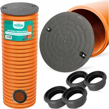 Kanalizační potrubí DRENÁŽNÍ ŠACHTA Drenážní Studna 315 Víko Trubka 1m 4x TĚSNĚNÍ 110