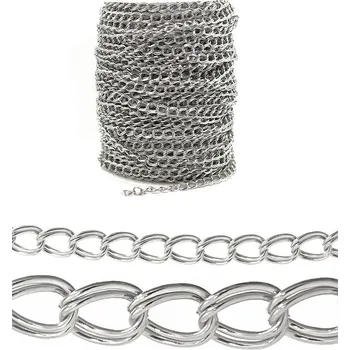 Materiál na výrobu šperku Dvojitá Řetízkovina 304 6mm - 1m - Nerez SL