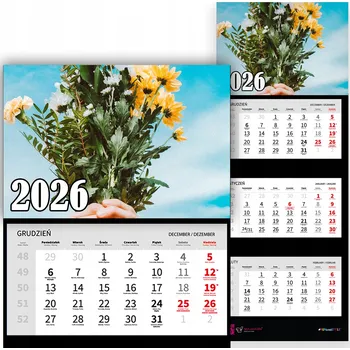 Kalendář Nástěnný kalendář - plánovač třídílný ROK 2026 | KYTICE DÁREK RŮZNÉ VZORY