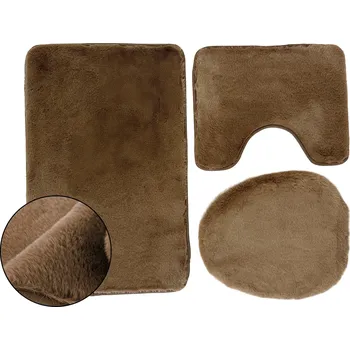 Koupelnová předložka Koupelnová předložka protiskluzová Lombok měkká chlupatá hnědá 3 dílná sada