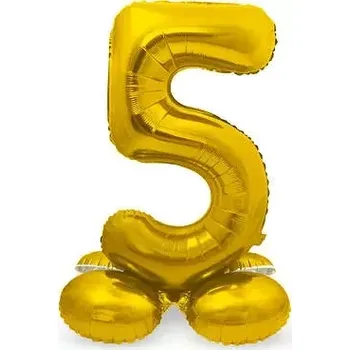 Balónek Stojící foliová číslice - zlatá 5 - 72 cm