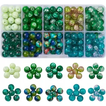 Dětské navlékací korálky Sada skleněných korálků na výrobu šperků a náramků 8 mm 200 ks