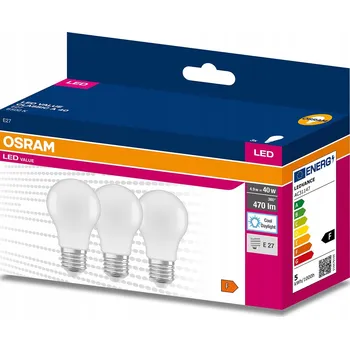 Žárovka 3x LED žárovka E27 A60 4,9W = 40W 4000K OSRAM Value