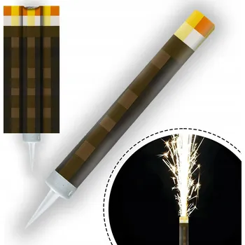 Dortová svíčka DORTOVÁ FONTÁNA KOSTKY TNT CREEPER NAROZENINY RACA SVÍČKA PÁRTY 12 cm