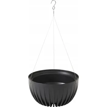 Květináč Plast Květináč černý Lamela 24 cm x 24 x 14 cm