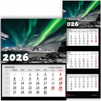 Kalendář TROJDÍLNÝ KALENDÁŘ 2026 KANCELÁŘSKÝ | HVĚZDY KOSMOS STYL ASTRONAUT VZORY