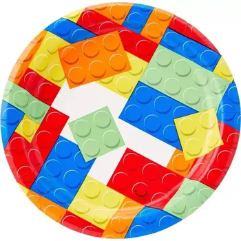 Party nádobí Papírové talíře Stavebnice 18 cm 8 ks