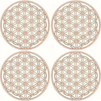 Dřevěná mandala sada 4ks (Podtácek i dekorace s duší, velikost 10cm)