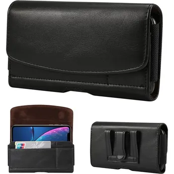 Pouzdro na mobilní telefon AppleMix Pouzdro na opasek pro Apple iPhone - XXXL (vnitřní rozměr 18x9x2cm) - umělá kůže - černá