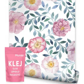 Fototapeta TAPETA DO OBÝVACÍHO POKOJE LOŽNICE MALOVANÉ KVĚTY LISTY PŘÍRODA STYL VINTAGE