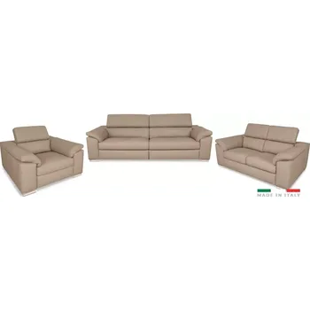 Sedací souprava Moderní kožená sedací souprava LOREN II 3+2+1, béžová (madras - 142 taupe)