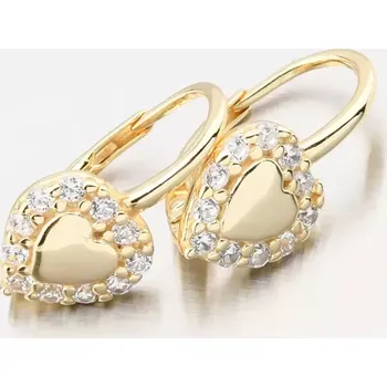 Náušnice Dámské náušnice stříbro 925 zirkon zlacené srdce PKL-2251