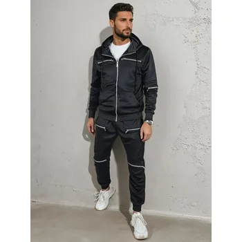 Dstreet Originální černá tepláková souprava s ozdobnými zipy