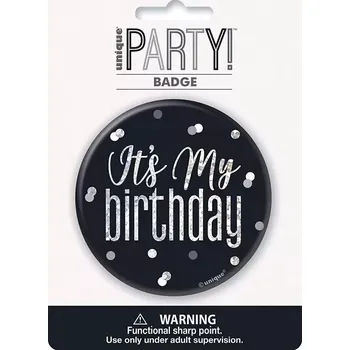 Brož Narozeniná brož "Its my birthday" černá s tečkami