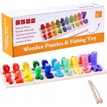 Dřevěná hračka Dřevěná skládačka Jokomisiada Čísla 39 x 12,5 x 6,5 cm