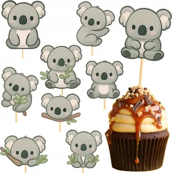 Obraz TOPER NA DORT TOPPER KOALA ZVÍŘÁTKA MUFFINY DEKORACE NA NAROZENINY