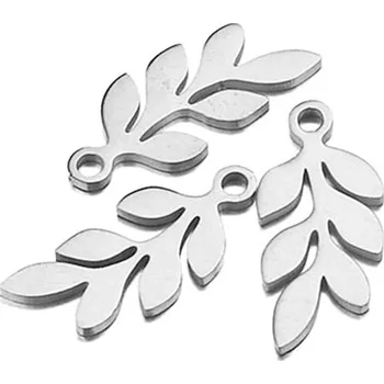 Materiál na výrobu šperku Nerezový přívěsek listy 17mm - 1Ks - Nerez RL