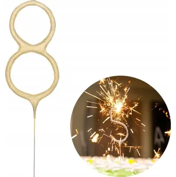 Dortová svíčka SVÍČKA PRSKAVKY ČÍSLICE 8 OSM SVÍČEK ZLATÉ DEKORATIVNÍ NA DORT