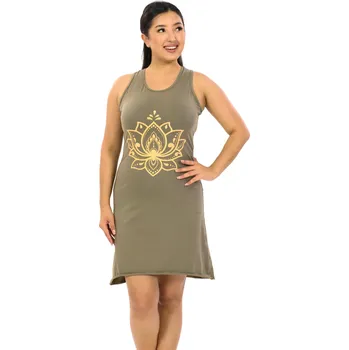 Dámské šaty Himalife Šaty Lotos - béžová Velikost: XL - Móda pro plnoštíhlé, Oblečení nadměrné velikosti