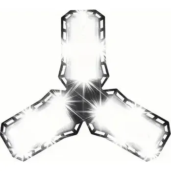 Autodílna LED stropní skládací lampa do garáže 45W E27 Nastavitelná svítidla se 3 panely Super jasné osvětlení dílna studená bílá