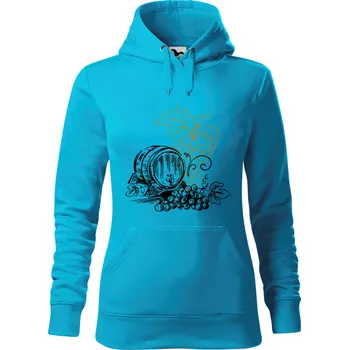 Dámská mikina Mikina - Víno - relaxace a nálada Barva: Modrá - tyrkysová (44), Velikost: XS, Střih: Dámské