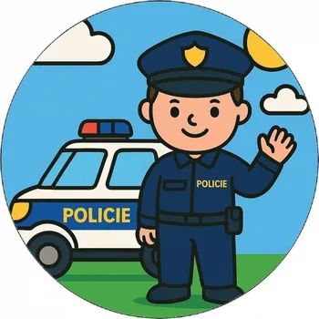 Jedlá dekorace na dort Jedlý papír kreslený policajt 19,5cm - Pictu Hap