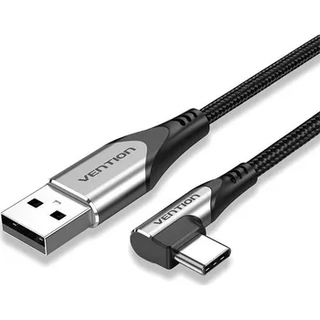 Datový kabel Vention Type-C (USB-C) 90° USB 2.0 Cotton Cable Gray 2m Aluminum Alloy Type