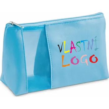 Kosmetická taška ON-DESIGN Kosmetická taška z mikrovlákna a síťoviny ANNIE s vlastním potiskem Barva: tyrkysová