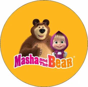 Přisada na vaření a pečení Jedlý papír Máša a medvěd na žlutém pozadí 19,5cm - Pictu Hap