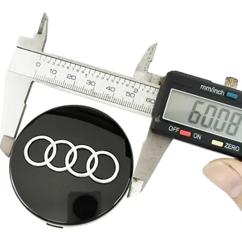 Kryty středů kol pro Audi 60 mm Sada 4 ks Různé barvy Plastové pokličky na disky Kvalitní krytky středových otvorů Kolové doplňky černá