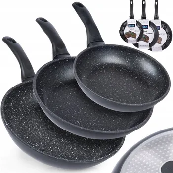 Pánev 3x Žulová pánev na smažení sada pánví ORION GRANDE 20 24 28 cm