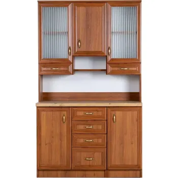 Příborník do zásuvky Kredenc Ramiak 120, ořech ecco/akacia (sklo oblouČek, u13 zlato, deska lancelot)