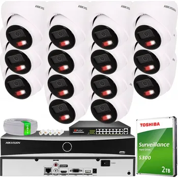 Bezpečnostní kamera Monitorovací sada 14 kamer VE-NC143F-LIU 4MPx Hikvision Hybrid Light PoE