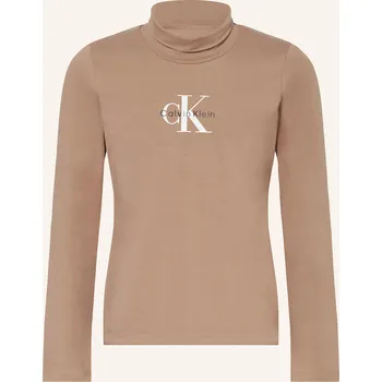 Dámské tričko Calvin Klein Dívčí Tričko S Dlouhým Rukávem, velbloudí, 164