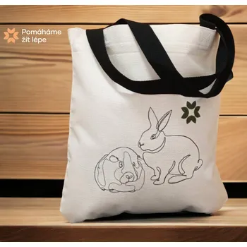 Pomáháme žít lépe Taška s černýma ušima s naší autorskou kresbou (MORČE + KRÁLÍK)