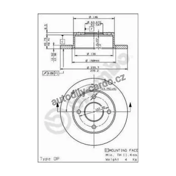 Brzdový kotouč Brzdový kotouč BREMBO 08.4946.20 - FORD