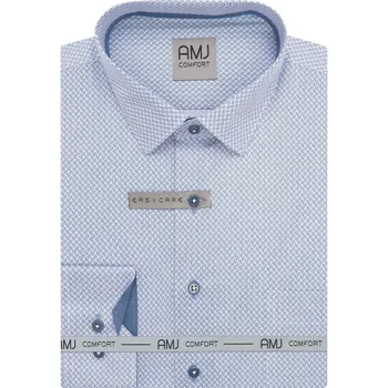 Pánská košile Pánská košile AMJ bavlněná, modro-bílá s vlnkami VDSBR1418, dlouhý rukáv, slim fit, vel. 45