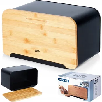 chlebník Chlebník s prkénkem Vilde béžový, černý kov