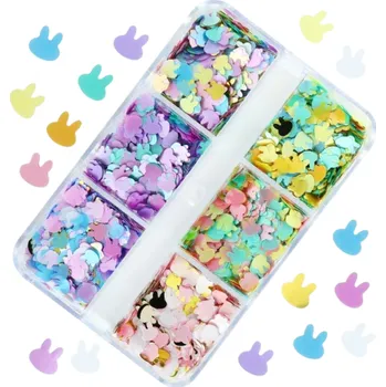 Flitry ve tvaru králíčků 3-4g Barevné třpytky Dekorační konfety pro scrapbooking DIY tvoření ozdoby na nehty a karty