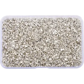 Drcené skleněné kameny do pryskyřice 80 g Dekorační třpytivý materiál na odlévání šperků, umění a DIY tvoření s krabičkou stříbrná