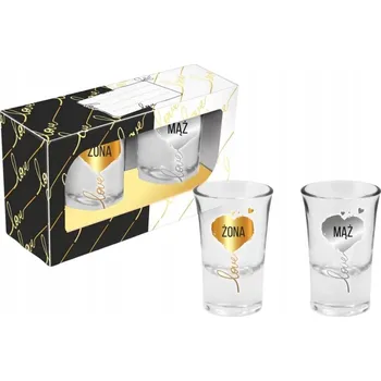 Svatební dekorace SVATEBNÍ PŘÍPIV SKLENIČKY SVATEBNÍ VODKU PRO NEVĚSTU A ŽENICHA