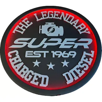 Ochranný autopotah Podsvícená tabule nad postel SUPER - šedý nápis, červené podsvícení