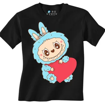 Chlapecké tričko Dětské tričko Modrý Labubu se Srdcem (Velikost: 3-4, Barva: Černá)