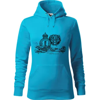 Dámská mikina Mikina - RAF 313 – Jeden jestřáb mnoho vran rozhání Barva: Modrá - tyrkysová (44), Velikost: XS, Střih: Dámské