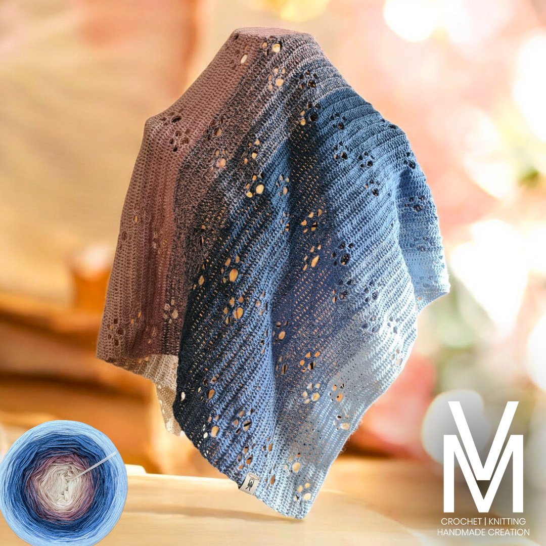 M.V HANDMADE CREATION Šátek "TLAPKY v běhu" háčkovaný od cípu